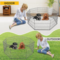 FDW 24 Inch Dog Pen 8 Panel Dog Playpen Indoor Outdoor Metal Puppy Pet Fence Portable Folding Animal Exercise Fence,Black