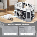 PETEASE Portable Cat Playpen with Litter Box, Cat Enclosure for Camping, Cat Recovery Playpen After Surgery, Foldable Indoor Outdoor Pet Tent for Cats Rabbits Puppies (Light Gray)