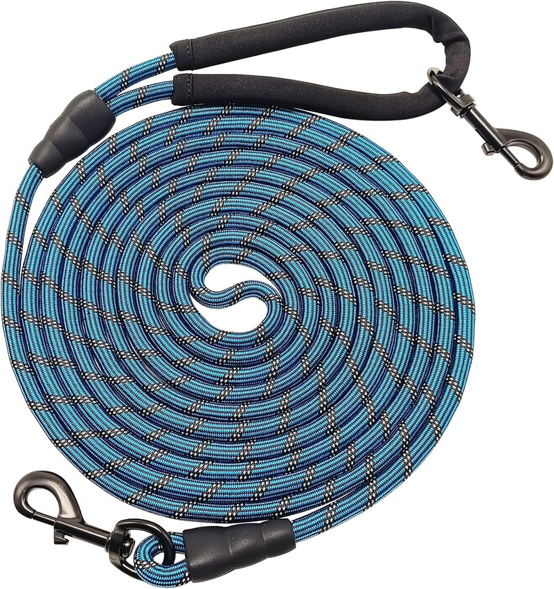 BTINESFUL Long Dog Leash, 10/15/20/30/50FT Dog Training Leash with Soft Handle, Reflective Heavy Duty Rope Dog Lead for 