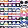 Cosblank 60 Pcs Dog Collar Bow Ties Bulk Dog Grooming Supplies Bowtie Accessories Puppy Bows Detachable Collar Charms for Small Medium Large Cat Pet Costume (Plaid)