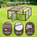 Portable Chicken Coop Run, Folding Rabbit Hutch, Brown
