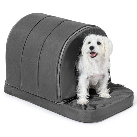 PELZIN Orthopedic Dog Bed House - Outdoor Waterproof Dog Tent with Washable Removable Cover - Durable Indoor Pet Cave Bed for Small Breeds & Fits 24-Inch Crate - 23"x16", Charcoal