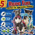 Forfon Tough & Strong Dog Toy for Aggressive Chewers – Tough Chew Toys for Large Dogs, Ideal for Tug-of-War & Teeth Cleaning, with 3 Rope Toys & 2 Dog Bags