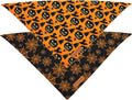 Realeaf Halloween Dog Bandanas 2 Pack, Pumpkin and Spider Web Bibs, Triangle Reversible Fall Pet Scarf, Premium Durable 