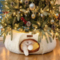 ZOMISIA Cat Tunnel Bed for Indoor Cats, Cute Cat Donut Toy Tunnel for Small Large Cats, Peekaboo Pet Cave Play Tunnel Toys for Kitten/Rabbit,Beige