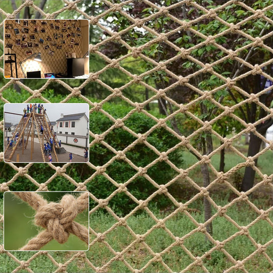 Bunifa Safety Hemp Rope Net Kids Climbing Safety Net Children Rope Neting Balcony Stairs Fence Railing Garden Playground Protection Heavy Duty Indoor Outdoor Decor 6mm/8cm 3.3x13.1ft(1x4m)