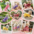 YUDODO Dog Sweater Dress for Small Dogs Girl, 3-Tier Knit Dress with Flower