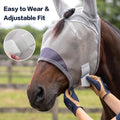 Horse Fly Mask with Ears - UV Protection Fine Mesh Super Comfort Fly Masks for Horses, Adjustable Breathability Horses M