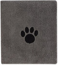 Bone Dry Pet Grooming Towel Collection Absorbent Microfiber X-Large, 41x23.5", Embroidered Gray