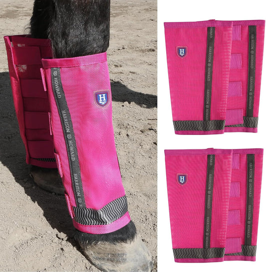 Harrison Howard Loose-Fitting Horse Fly Boots UV-Protective, Durable Fine Mesh Leggins with Reflective Strips (Set of 4)