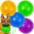 LECHONG 4-Pack Large Squeaky Dog Balls, 4.5" Rubber Spiky Dog Balls for Large Medium Aggressive Chewers Teeth Cleaning, Chew Toy for Training & Boredom Buster