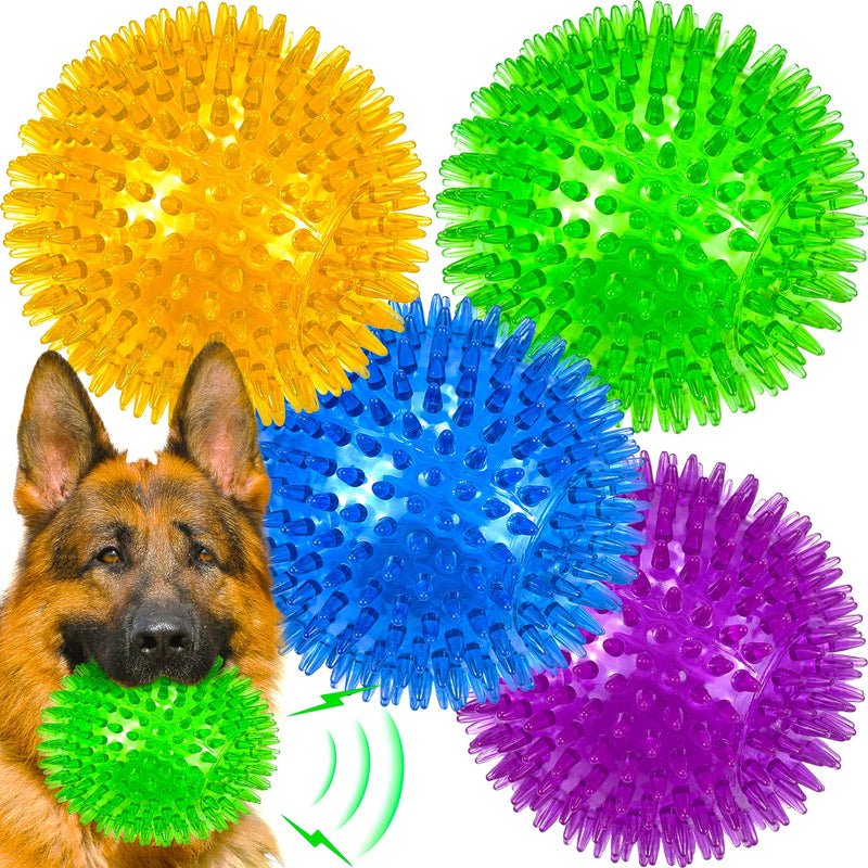 LECHONG 4-Pack Large Squeaky Dog Balls, 4.5