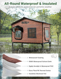 Heated Cat House for Outside: 31.5" XXL 100% Waterproof & Insulated Outdoor Cat House for Winter, Weatherproof Elevated 