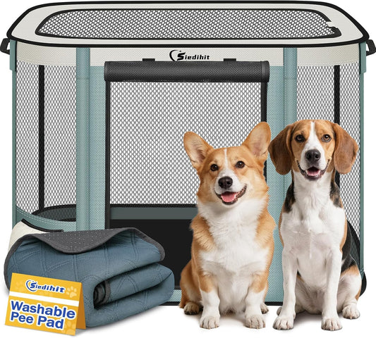 Siedihit Grey 36" Dog Playpen with Pee Pad,Cat Puppy Crate Indoor Outdoor