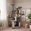 SHA CERLIN 65in Larger Cat Tree Tower Condo for Indoor Kitties/Multi-Level Furniture Activity Center with Wide Base/Cozy