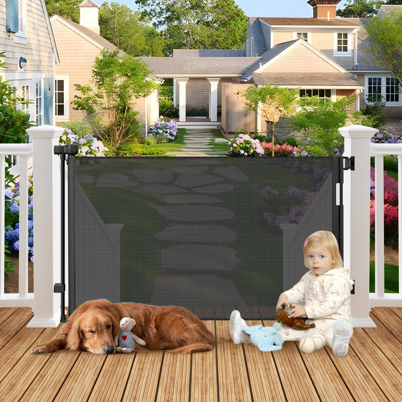Weatherproof Outdoor Retractable Gate for Dogs with No Rust Stainless Steel Screws and Rods, 55
