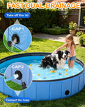 Instraella 120"x20" Dog Pool for Large Dogs, Heavy Duty Hard-Side Foldable Pet Pool, Non-Slip Collapsible Dog Bathing Tu