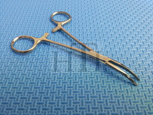HTI Dog CAT PET Hair Puller Remover Stainless Steel Hemostat Locking Forceps 5.5" Curved Full Serrated (Silver)