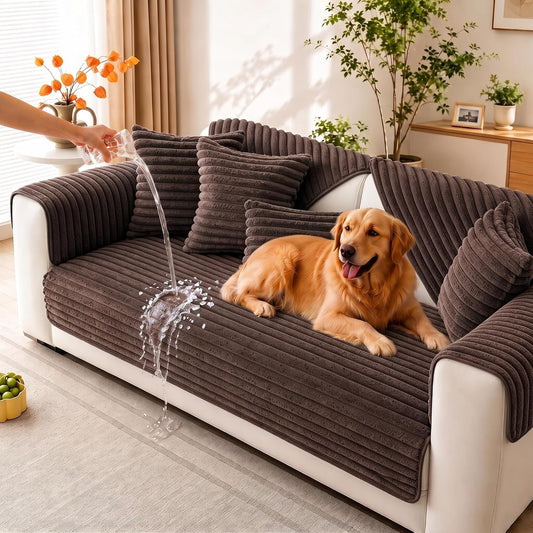 Waterproof Couch Covers for Pets, Faux Fur Pet Couch Covers for Dogs, Pet Friendly 3 Seat Sofa Cover, Non Slip Washable 