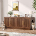 Fluted Cat Litter Box Enclosure Furniture, Cat House for 2 Cats