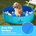 SLOOSH Foldable Dog Kiddie Pool - Portable Hard Plastic Doggie Swimming Pool, Anti-Slip Collapsible Pets Bath Tub Suitable for Kids Indoor Outdoor Backyard Use (Blue, 48" x 12")