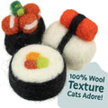 Woolbuddy Sushi Cat Toy Set – Wool Felt Interactive Toys for Indoor Cats & Kittens, Catnip-Free, Durable, Cute Enrichment Toys for Bored Cats, Natural Wool Dental & Hunting Play (Small – 9 Pcs)