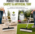 Room Groom PET Carpet Rake and Groomer with Telescoping 54 Inch Adjustable Handle, Rugs, and Artificial Turf, Purple Gri