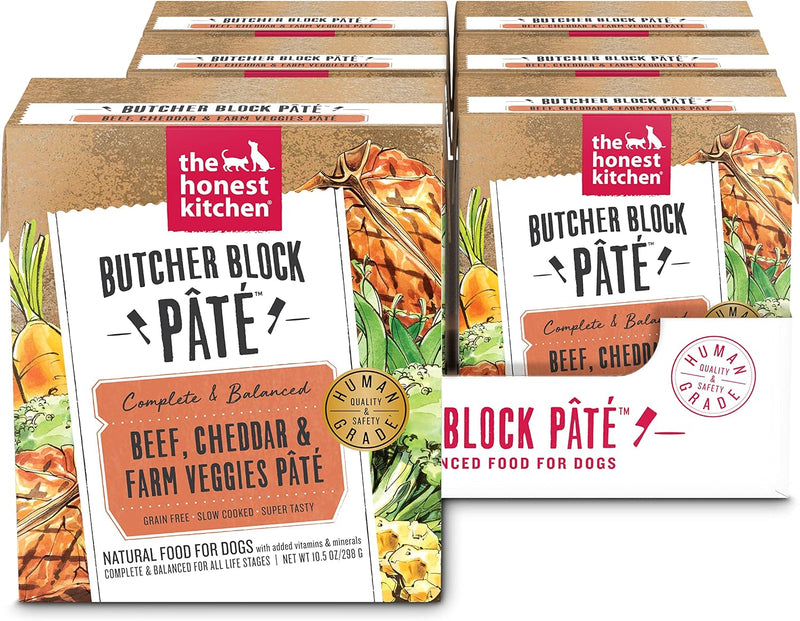 The Honest Kitchen Butcher Block Pâté Wet Dog Food, Human Grade Beef Cheddar & Farm Veggies Recipe, Complete Meal or Dog