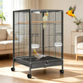 VIVOHOME 30 Inch Height Wrought Iron Bird Cage with Rolling Stand for Conures Lovebirds Cockatiels Finches, Black