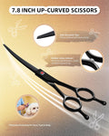 Hucholite Dog Grooming Scissors, Curved Scissors for Dog Grooming, 7.9 inch, 30 Degree of Curved Blade,Light Weight, Stainless Steel Pet Shears for Trimming Face and Paws(Curved, Pitch-Black)