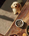 Ceramic Slow Feeder Dog Bowls for Small Dogs, 0.6 Cup Dog Slow Feeder for Fast Eater, Puzzle Maze Bowl, 14oz, 6in, White