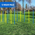 Pet Prime Dog Agility Training Equipment for Dog Obstacle Course Backyard 12pcs Weave Poles Slalom Set Portable Dogs Park Exercise Tool