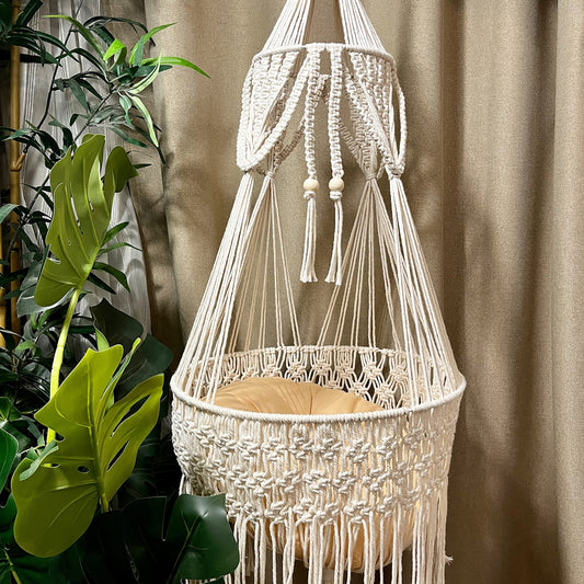 TOYAFUN Macrame Cat Hammock - Boho Wall Hanging for Indoor Outdoor Home Decor, Pet Hammock for Sleeping, Playing and Lounging