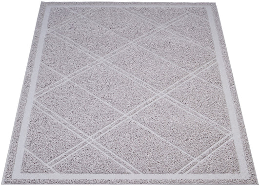 Amazon Basics Less-Mess Litter Trapping Cat Litter Box Mat, Soft on Kitty Paws, Waterproof, Scatter Control, 24" x 35", Grey