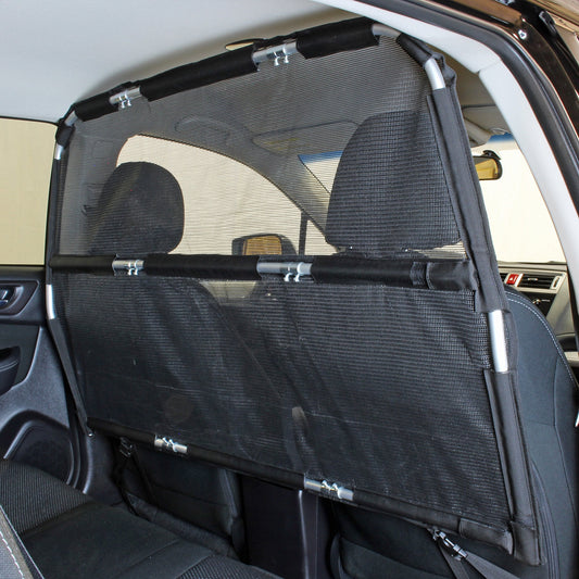 Bushwhacker Deluxe 50" Wide Dog Barrier for Cars, SUVs, Trucks, and CUVs – Pet Restraint Backseat Divider | Mesh Net Screen Shield Behind Front or Rear Seats Cargo Area – Ideal for Travel Safety