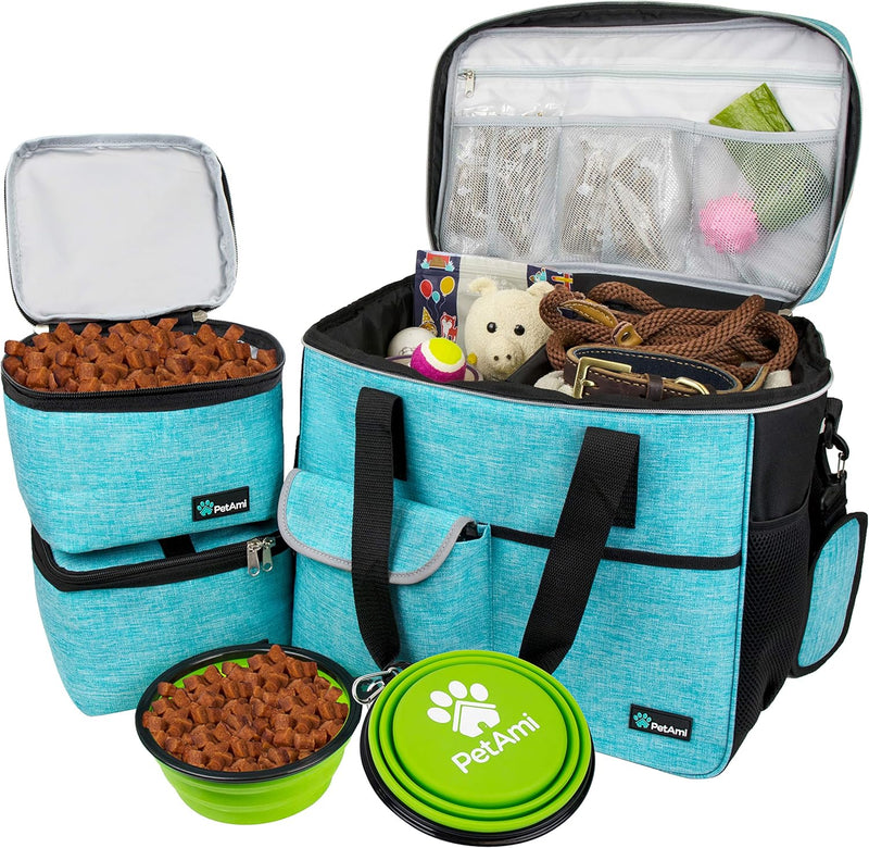 PetAmi Dog Travel Bag Organizer, Pet Supplies Diaper Tote, Teal Blue Large