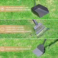 Dog Pooper Scooper, Dog Poop Tray and Rake Set with Long Stainless Handles