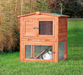 TRIXIE natura Outdoor Rabbit Hutch with Run - Small 2-Story Rabbit Cage with Non-Slip Ramp - Elevated Small Animal House